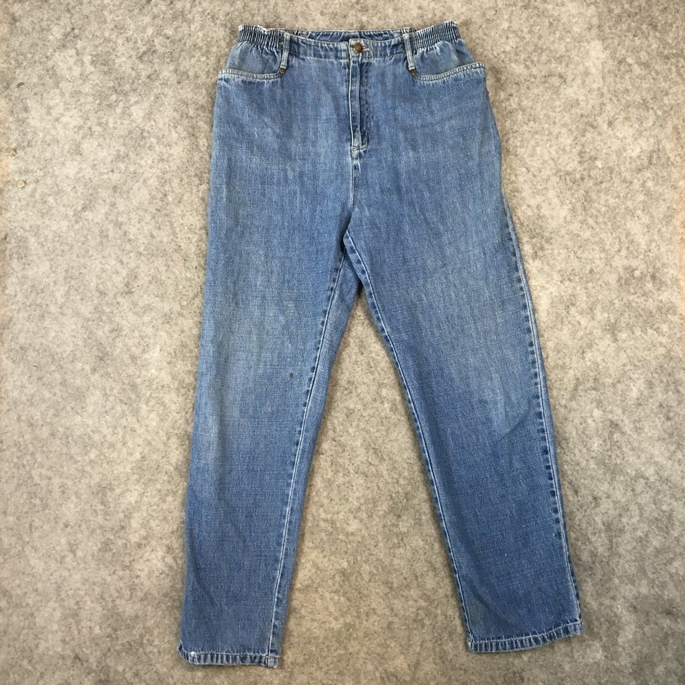 Vintage Mom Jeans 10 Womens Bill Blass Bareback Elastic Waist High Rise 90s Y2K